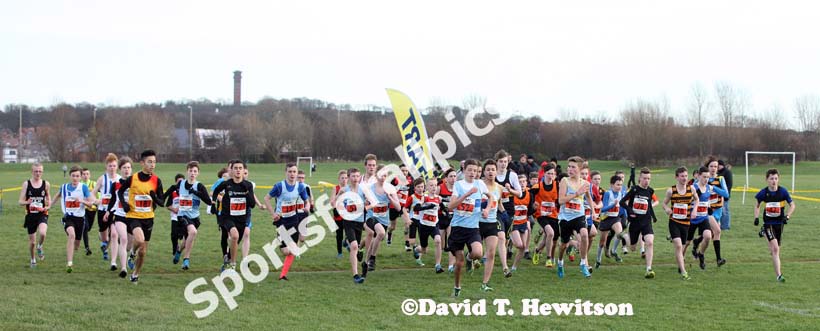 The start of the under-15 boys North Eastern Cross Country, Champs., Temple Park, South Shields. Photo: David T. Hewitson/Sports for All Pics